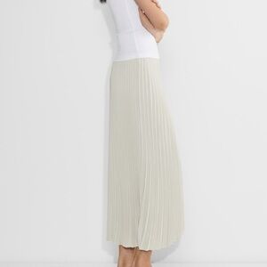 Babaton Halcyon Maxi Pleated Skirt in Matte Pearl